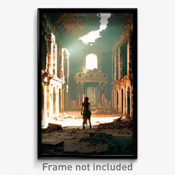 Pixel Art Poster - Attractive Ruin (8 Bit Psychedelic Trippy Video Game Print)