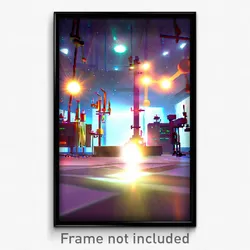 Pixel Art Poster - Crazy Laboratory (8 Bit Psychedelic Trippy Video Game Print)