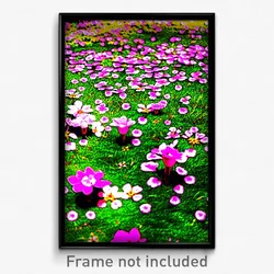 Pixel Art Poster - Flowery Lawn (8 Bit Psychedelic Trippy Video Game Print)