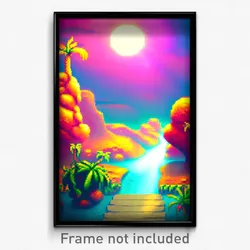 Pixel Art Poster - Fruity Canyon (8 Bit Psychedelic Trippy Video Game Print)