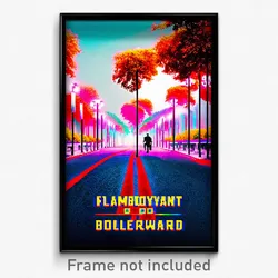 Pixel Art Poster - Flamboyant Boulevard (8 Bit Psychedelic Video Game Print)