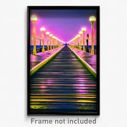 Pixel Art Poster - Creepy Boardwalk (8 Bit Psychedelic Trippy Video Game Print)