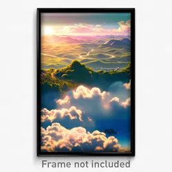 Pixel Art Poster - Heavenly Landscape (8 Bit Psychedelic Video Game Print)