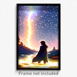 Pixel Art Poster - Starry Stream (8 Bit Psychedelic Trippy Video Game Print)
