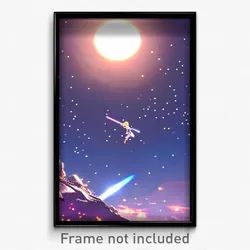 Pixel Art Poster - Clear Moon Battle (8 Bit Psychedelic Trippy Video Game Print)