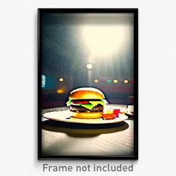 Pixel Art Poster - Dim Hamburger (8 Bit Psychedelic Trippy Video Game Print)