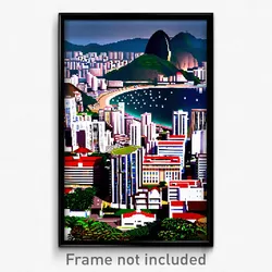 Pixel Art Poster - Curvy Brazilian City (8 Bit Psychedelic Video Game Print)