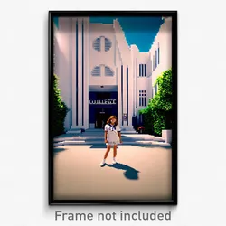 Pixel Art Poster - White College (8 Bit Psychedelic Trippy Video Game Print)