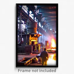 Pixel Art Poster - Steel Foundry (8 Bit Psychedelic Trippy Video Game Print)