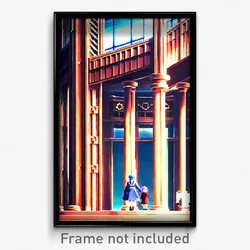 Pixel Art Poster - Anime Like Synagogue (8 Bit Psychedelic Video Game Print)