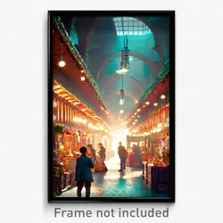Pixel Art Poster - Unusual Marketplace (8 Bit Psychedelic Video Game Print)