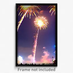 Pixel Art Poster - Gloomy Fireworks (8 Bit Psychedelic Trippy Video Game Print)