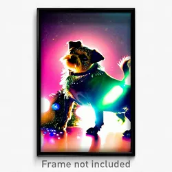 Pixel Art Poster - Sparkling Dog (8 Bit Psychedelic Trippy Video Game Print)