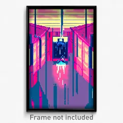 Pixel Art Poster - Fluid Middle School (8 Bit Psychedelic Video Game Print)