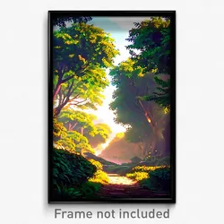 Pixel Art Poster - Leafy Downs (8 Bit Psychedelic Trippy Weird Video Game Print)