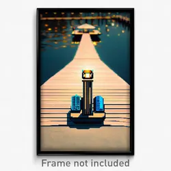 Pixel Art Poster - Stimulating Dock (8 Bit Psychedelic Trippy Video Game Print)