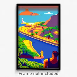 Pixel Art Poster - Animated Rio De Janeiro (8 Bit Psychedelic Video Game Print)