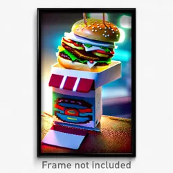 Pixel Art Poster - Lavish Hamburger (8 Bit Psychedelic Trippy Video Game Print)