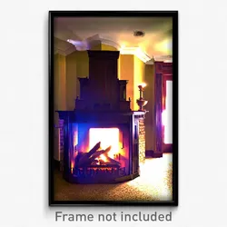 Pixel Art Poster - Admired Fireplace (8 Bit Psychedelic Trippy Video Game Print)