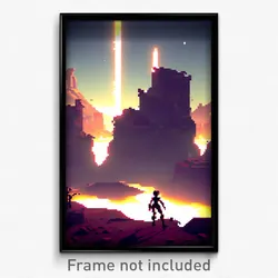 Pixel Art Poster - Empty Badland (8 Bit Psychedelic Trippy Video Game Print)