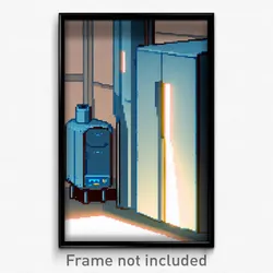 Pixel Art Poster - Light Blue Furnace (8 Bit Psychedelic Video Game Print)