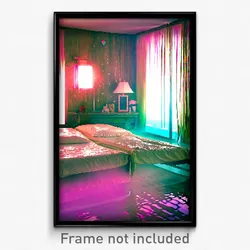 Pixel Art Poster - Watery Bedroom (8 Bit Psychedelic Trippy Video Game Print)