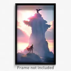 Pixel Art Poster - Angelic Outcropping (8 Bit Psychedelic Video Game Print)