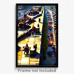 Pixel Art Poster - Crowded Ramparts (8 Bit Psychedelic Trippy Video Game Print)