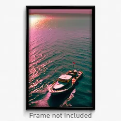 Pixel Art Poster - Conventional Boat (8 Bit Psychedelic Trippy Video Game Print)