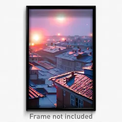 Pixel Art Poster - Cold Rooftops (8 Bit Psychedelic Trippy Video Game Print)