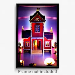 Pixel Art Poster - Beautiful Cathouse (8 Bit Psychedelic Video Game Print)