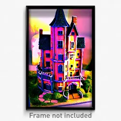 Pixel Art Poster - Miniature Mansion (8 Bit Psychedelic Trippy Video Game Print)