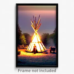 Pixel Art Poster - Rural Tepee (8 Bit Psychedelic Trippy Weird Video Game Print)