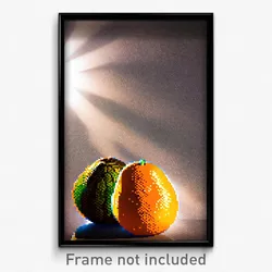 Pixel Art Poster - Orange Avocado (8 Bit Psychedelic Trippy Video Game Print)