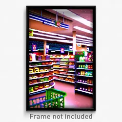 Pixel Art Poster - Advanced Grocery Store (8 Bit Psychedelic Video Game Print)