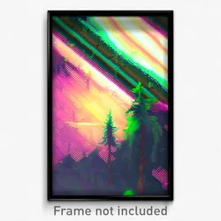 Pixel Art Poster - Glitch Art Fen (8 Bit Psychedelic Trippy Video Game Print)