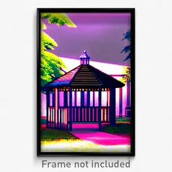 Pixel Art Poster - Small Gazebo (8 Bit Psychedelic Trippy Video Game Print)