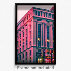 Pixel Art Poster - Wiggly American Architecture (8 Bit Video Game Print)
