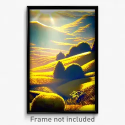 Pixel Art Poster - Golden Landscape (8 Bit Psychedelic Trippy Video Game Print)