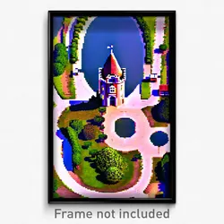 Pixel Art Poster - Circular Chateau (8 Bit Psychedelic Trippy Video Game Print)