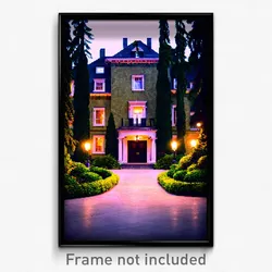 Pixel Art Poster - Evergreen Mansion (8 Bit Psychedelic Trippy Video Game Print)
