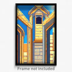Pixel Art Poster - Worn Cartoon Architecture (8 Bit Video Game Print)
