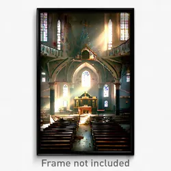 Pixel Art Poster - Tattered Synagogue (8 Bit Psychedelic Video Game Print)