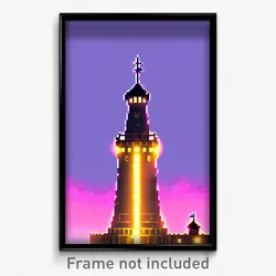 Pixel Art Poster - Small Tower (8 Bit Psychedelic Trippy Weird Video Game Print)