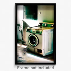 Pixel Art Poster - Worn Washing Machine (8 Bit Psychedelic Video Game Print)