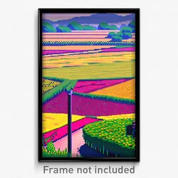 Pixel Art Poster - Cute Fields (8 Bit Psychedelic Trippy Weird Video Game Print)