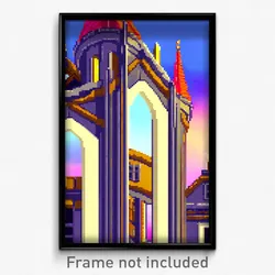 Pixel Art Poster - Outlandish Cartoon Architecture (8 Bit Video Game Print)