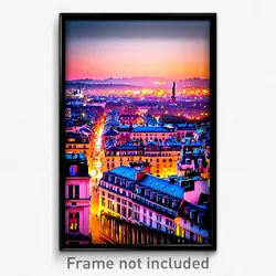 Pixel Art Poster - Bright French City (8 Bit Psychedelic Video Game Print)