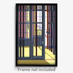 Pixel Art Poster - Modern Jail (8 Bit Psychedelic Trippy Weird Video Game Print)