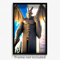 Pixel Art Poster - Tall Gargoyle (8 Bit Psychedelic Trippy Video Game Print)